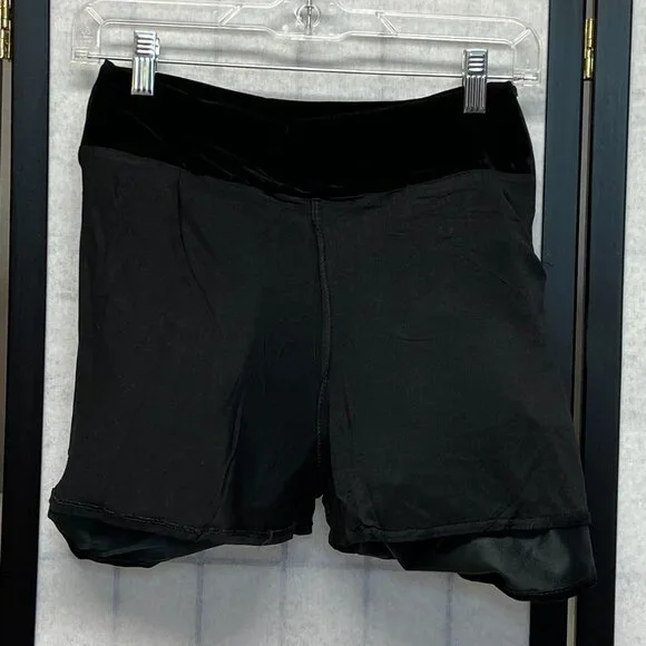 Velveteen Wide Waistband Poufy Gathered Mini Skirt Attached Shorts Skating Cheer - Picture 5 of 13